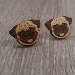 custom engraved wooden dog earrings